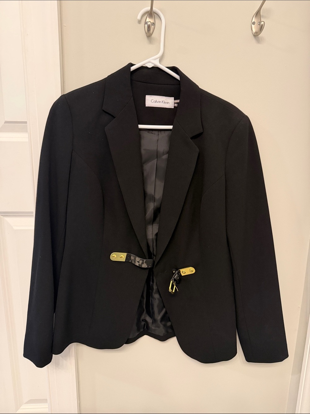 Calvin Klein Black Blazer with Gold-Tone Hardware